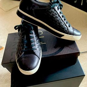 Cole Haan Mens Air Court Woven Black Leather Tennis Shoes. Size 9